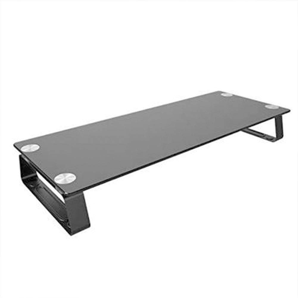 EASTR Monitor Stand Riser - Black Tempered Glass Desktop Computer & Laptop Screen Stand - Ergonomic Office Organizer for Monitors, Printers, Laptops & Notebooks - Perfect for Home Office, Gaming Setup & Workspace Organization