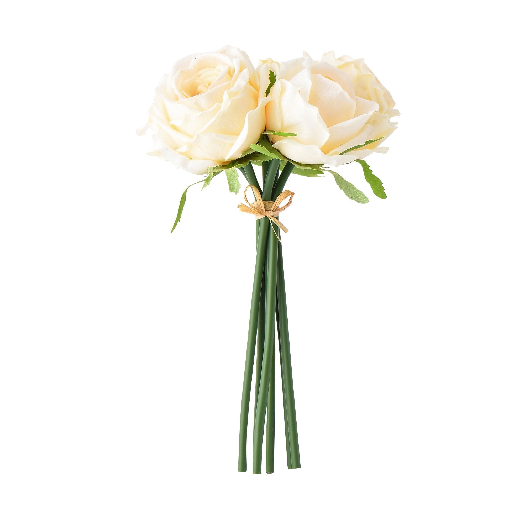 Artflower Bouquet Real Touch Rose - White Artificial Flowers for Home Decor, Wedding Centerpieces & Gift Giving