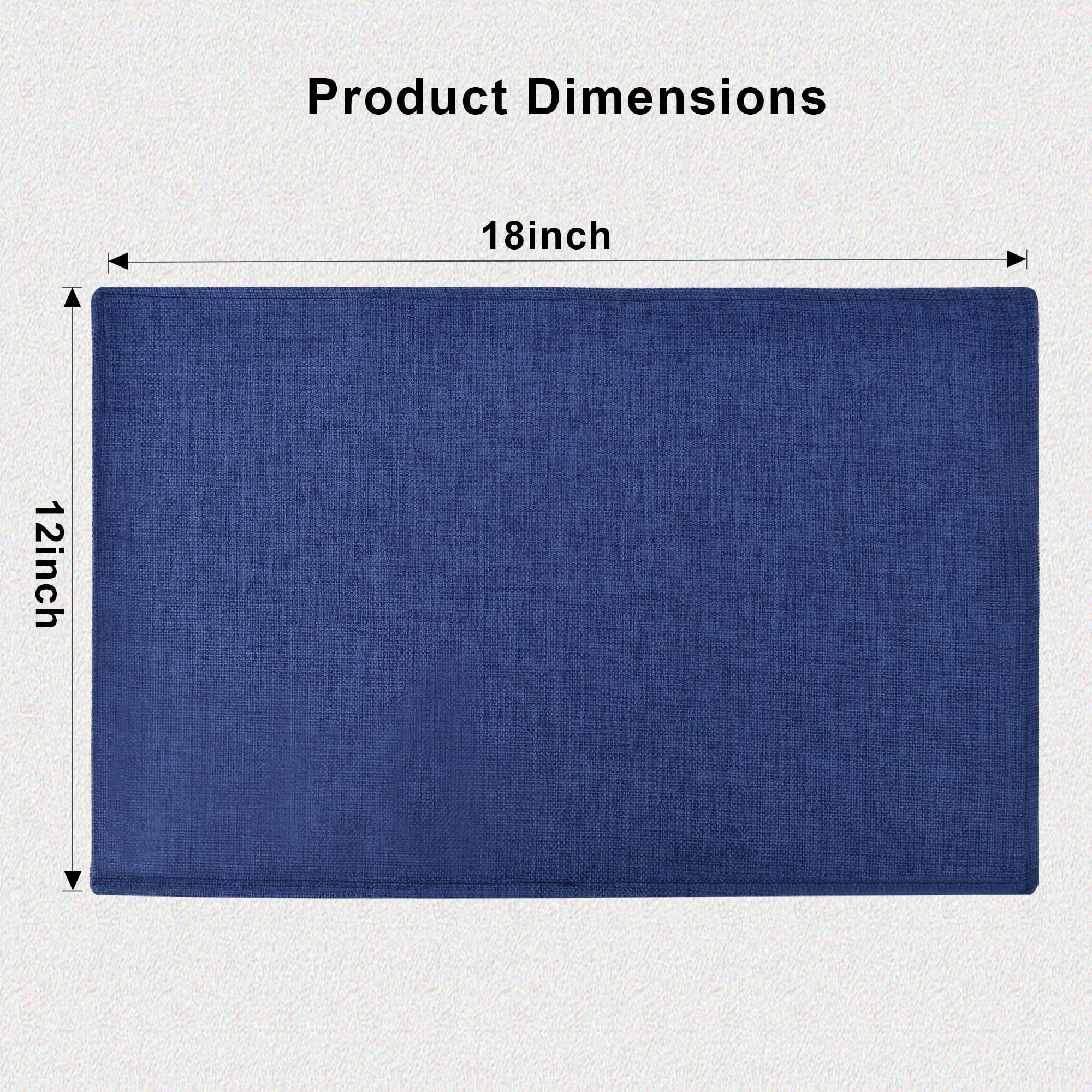 Premium Navy Blue Fabric Placemats Set of 6 - Machine Washable & Heat Resistant Non-Slip Table Mats - Elegant Dining Decor for Everyday Meals & Dinner Parties (12