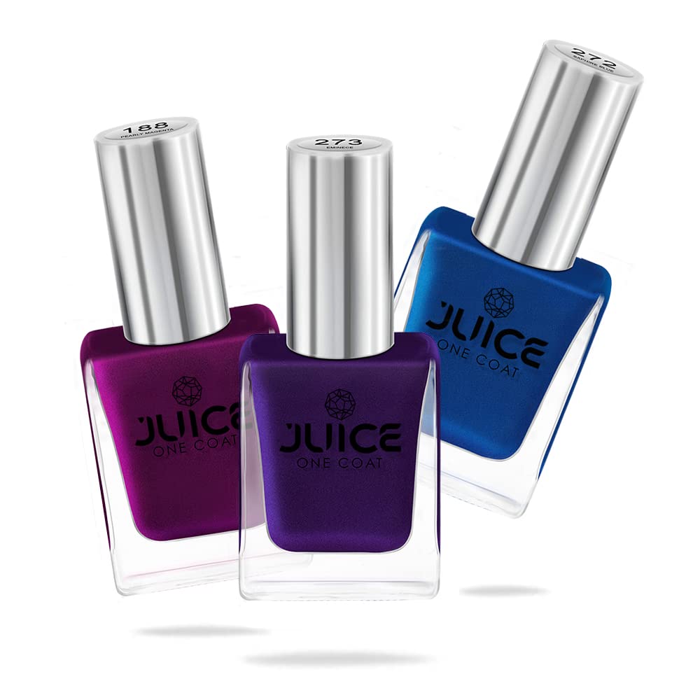 JUICE Quick-Dry Long Lasting Chip Resistant Nail Polish Set - 3 in 1 Gel Finish High Gloss Combo (Color 05) | F&D Approved Colors & Pigments | Perfect for Salon, Home Manicures & Special Occasions