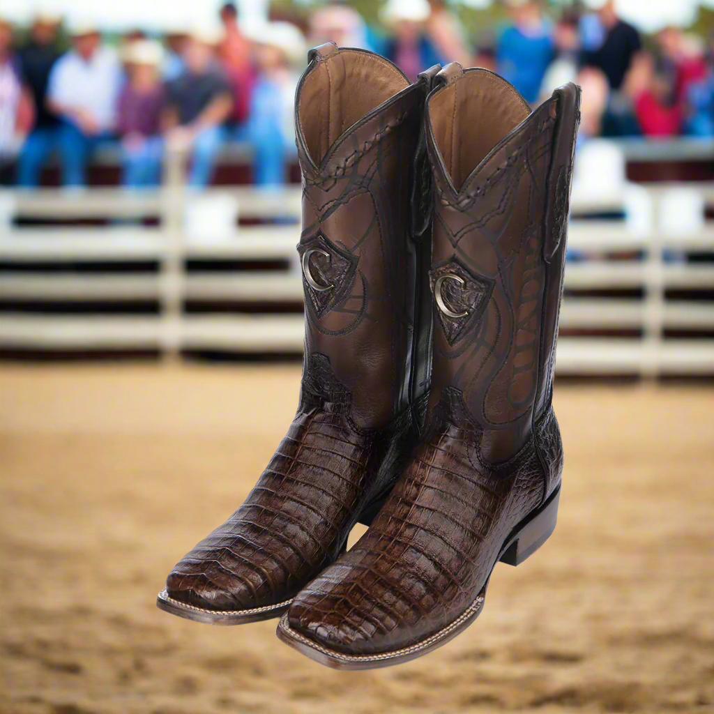 Authentic Men's Cuadra Honey Cowboy Rodeo Boots - Premium Caiman Leather Western Boots for Rodeo, Country Dancing & Outdoor Adventures