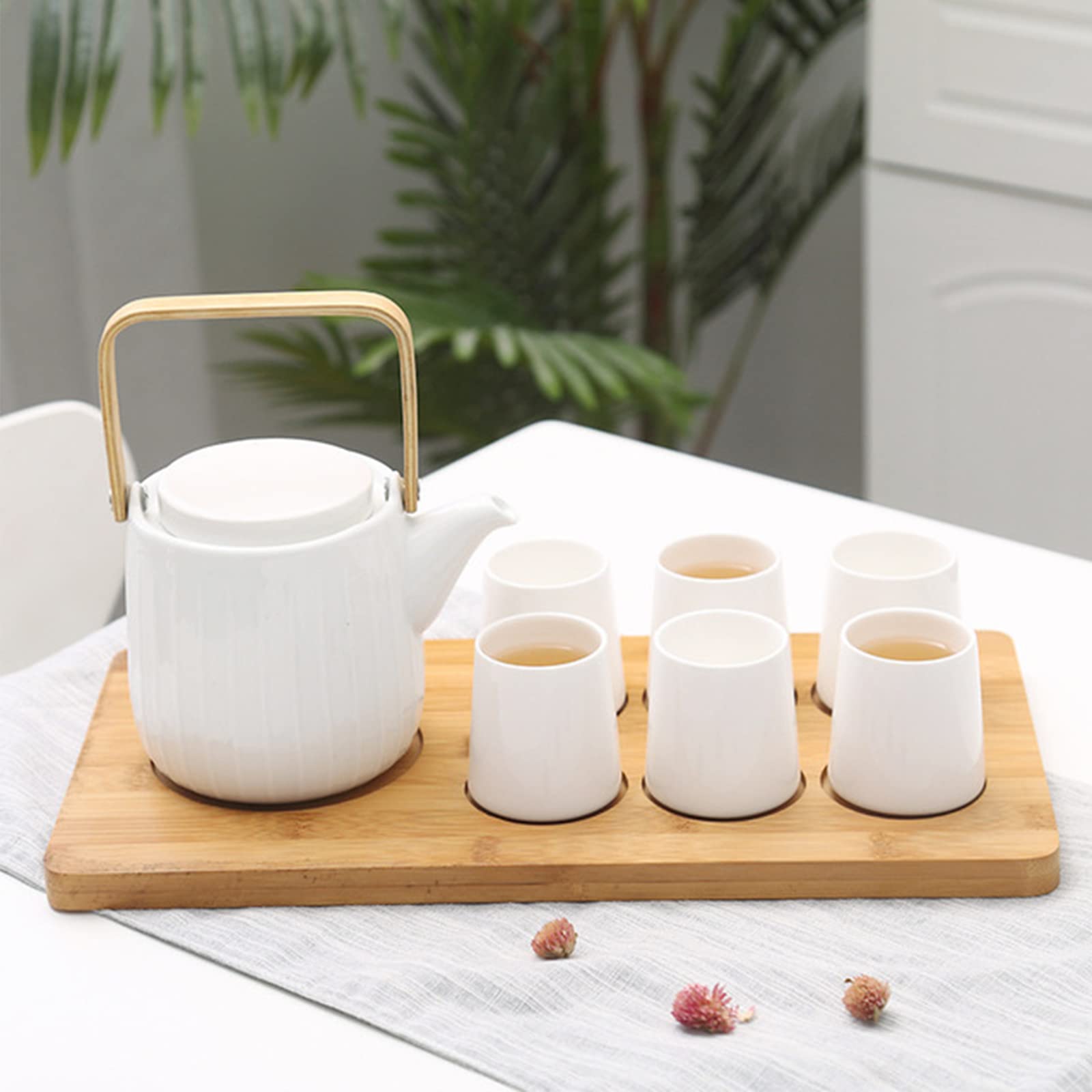 Premium Portable Travel Tea Set with Tray - 6-Piece Ceramic Teapot & Cup Set for Outdoor Picnics, Office, Home & Hotel Use - Elegant Business Gift for Tea Lovers