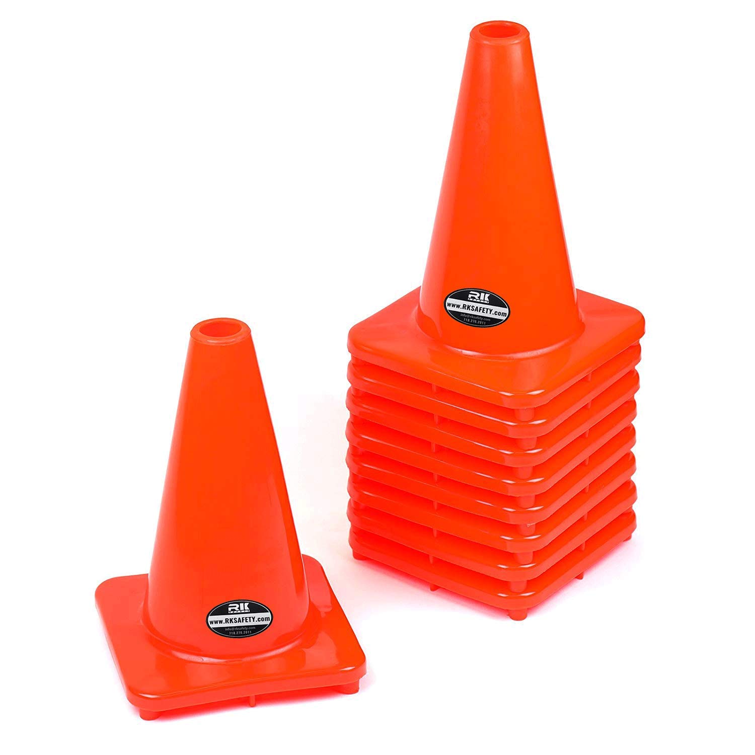 40 Pack - 12 Inch Orange PVC Traffic Safety Cones for Road Construction, Parking Lots & School Zones | Durable Reflective Cones for Safety Barriers, Sports Events & Emergency Situations