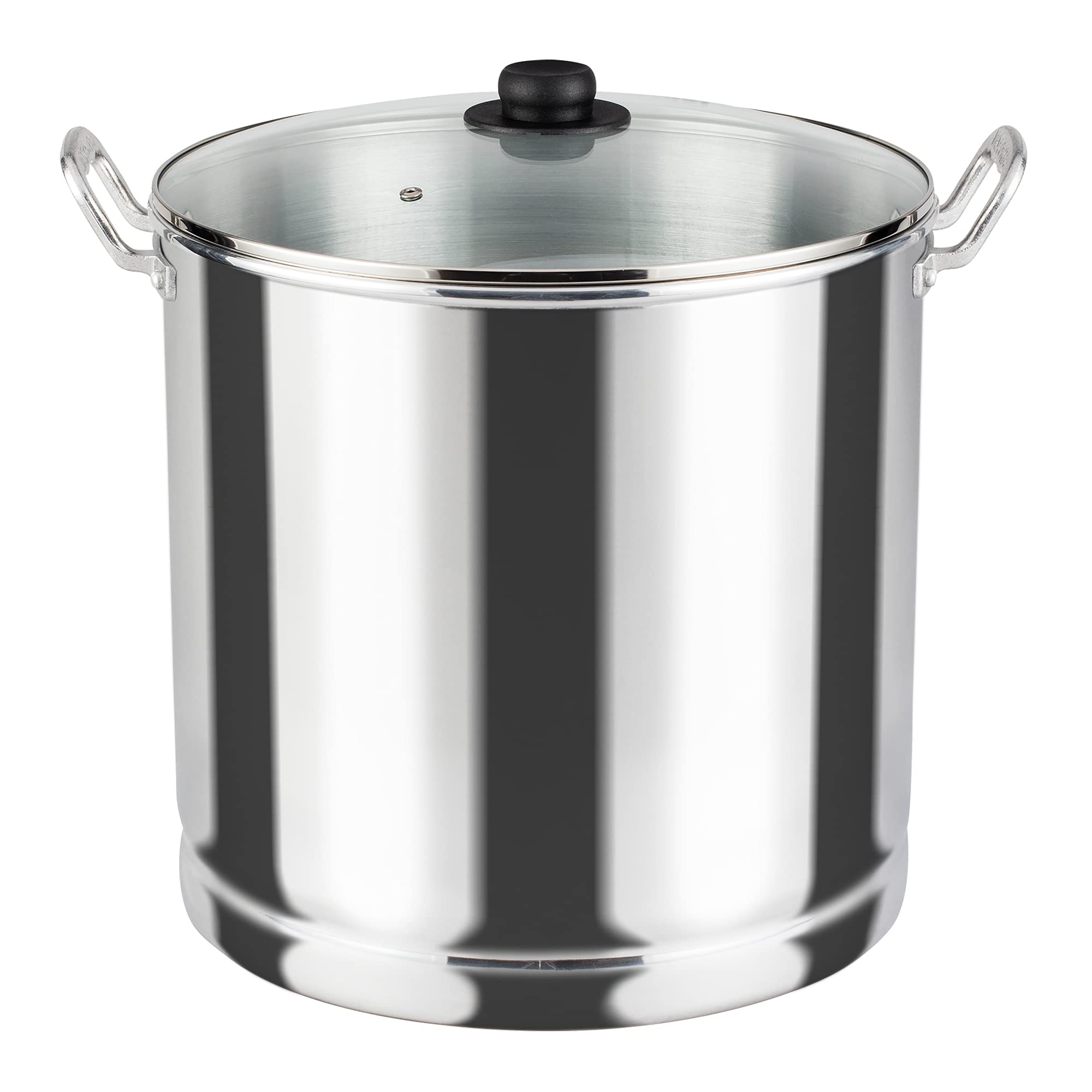 Vasconia 17-Quart Aluminum Steamer Pot with Tray & Glass Lid - Large Multi-Purpose Stock Pot for Tamales, Seafood, Vegetables & Soups - Stovetop Safe Cooking Pot for Home & Restaurant Use - Hand Wash Only Kitchen Essential