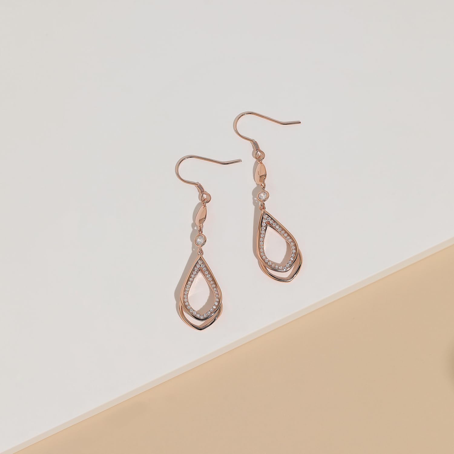 Handmade Sterling Silver Dangle Drop Earrings for Women | Elegant Teardrop Statement Jewelry in Rose Gold | Perfect Bridesmaid Gift & Wedding Accessory | Great for Parties, Date Nights & Special Occasions