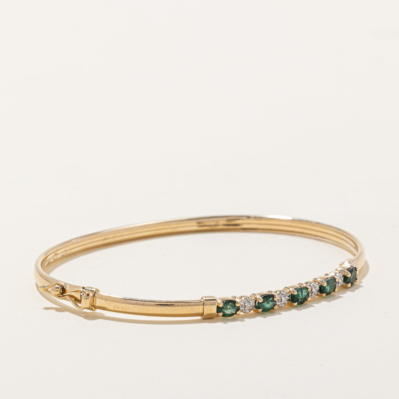 Emerald and Diamond Bangle Bracelet for Women - 1.00ctw Genuine Emerald & 0.015ctw Real Diamonds - 7 Inches Adjustable - Elegant Jewelry Gift for Anniversary, Birthday, Wedding & Special Occasions