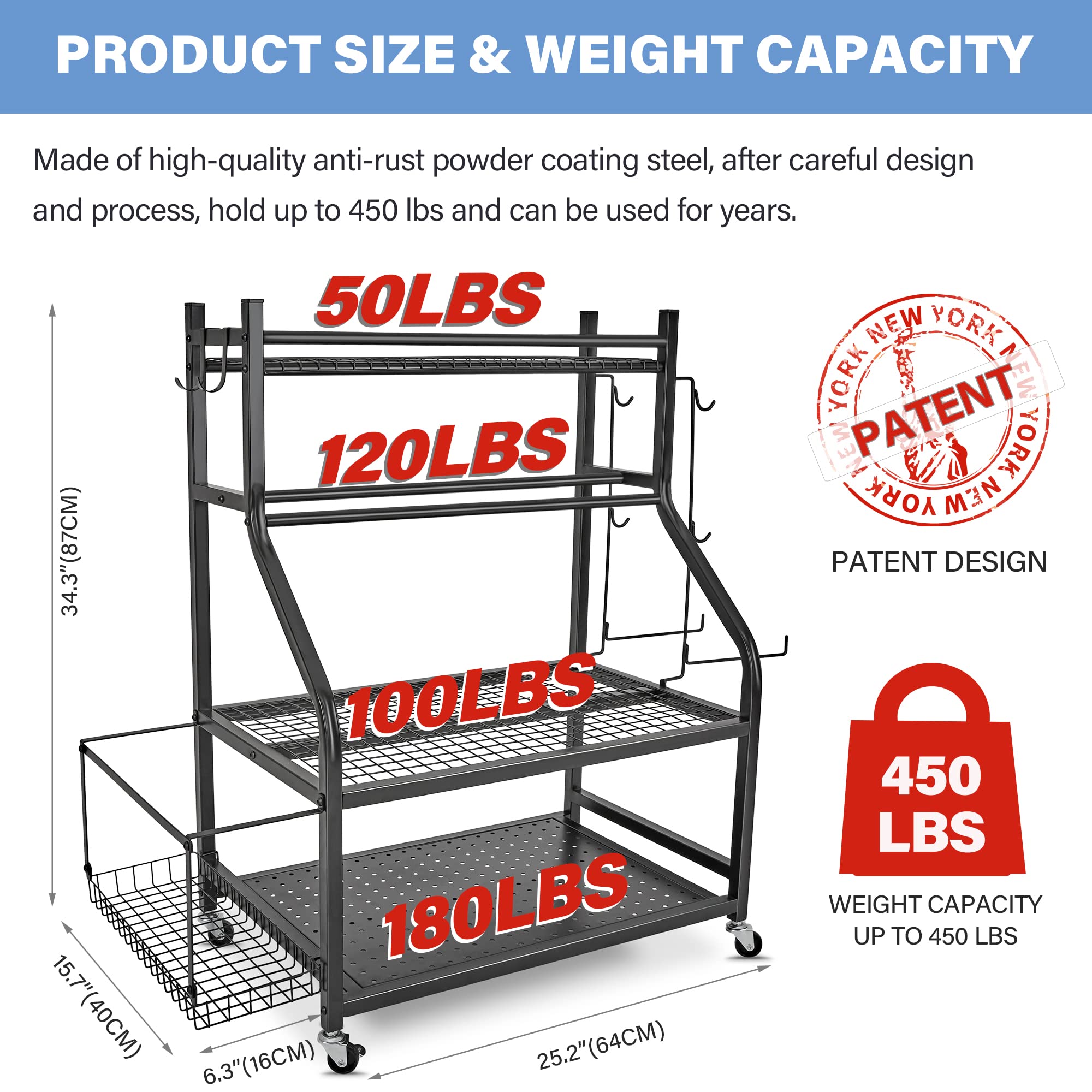 Dumbbell Rack & Yoga Mat Storage Organizer - Heavy Duty Home Gym Equipment Stand for Dumbbells, Kettlebells & Yoga Mats | All-in-One Workout Gear Storage with Wheels | Perfect for Home Gym, Garage & Fitness Studio Organization