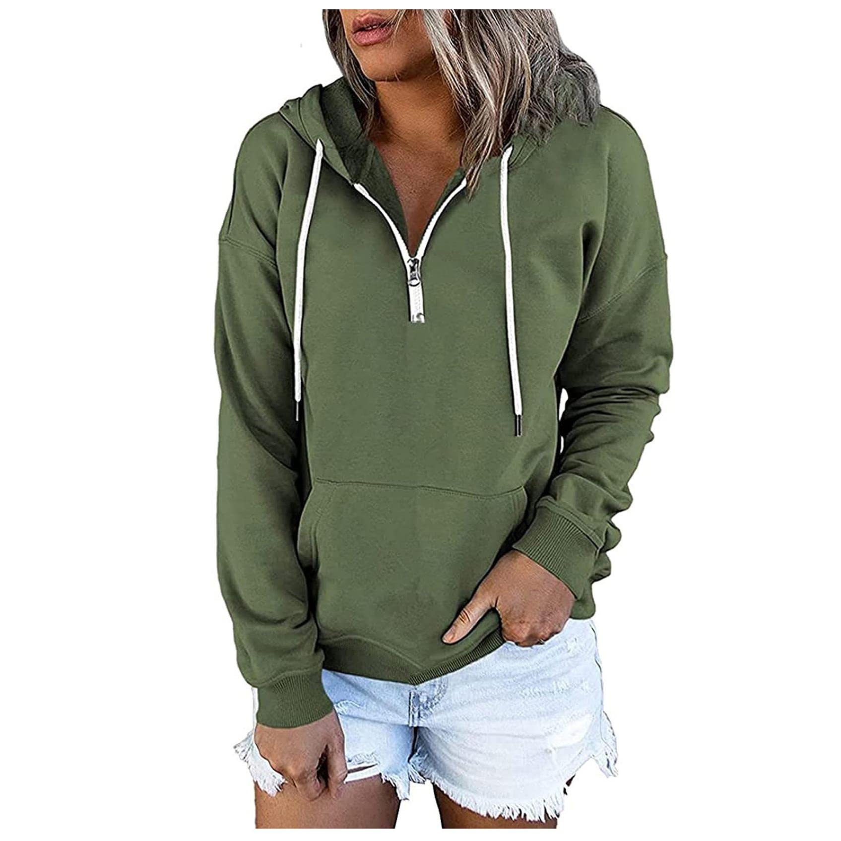 Women's Casual Long Sleeve Zip Up Hoodie - Loose Fit Drawstring Pullover Sweatshirt for Everyday Wear | Perfect for Workouts, Lounging & Outdoor Activities