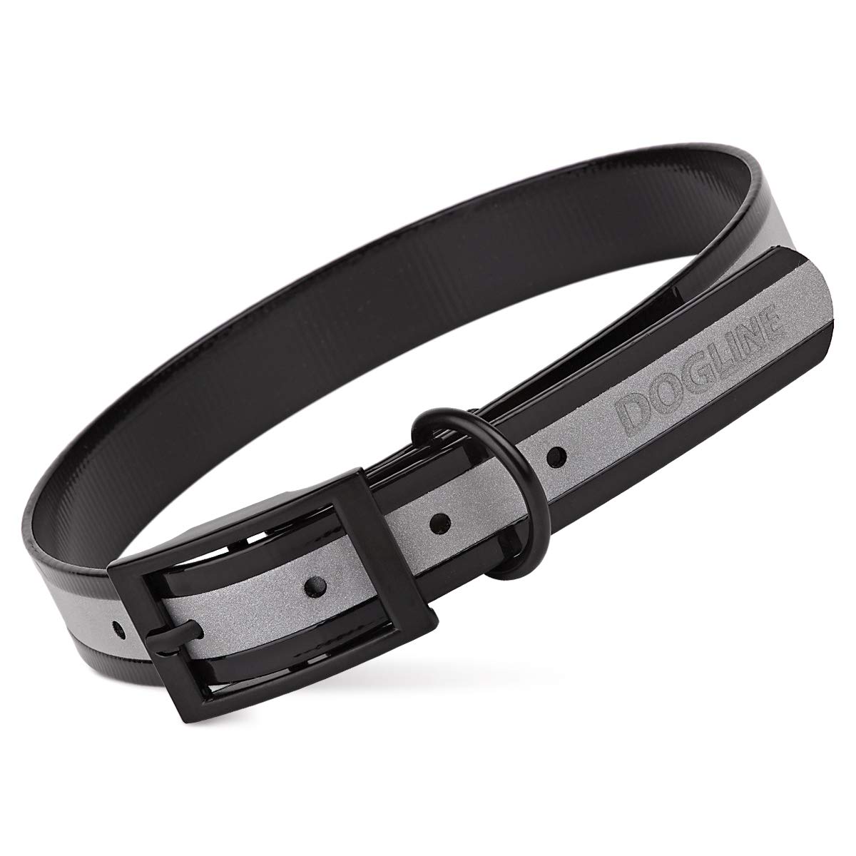 Premium Biothane Reflective Dog Collar - Waterproof, Odor-Proof & Easy-Clean - Strong Coated Nylon Webbing with Durable Black Hardware - Adjustable 22