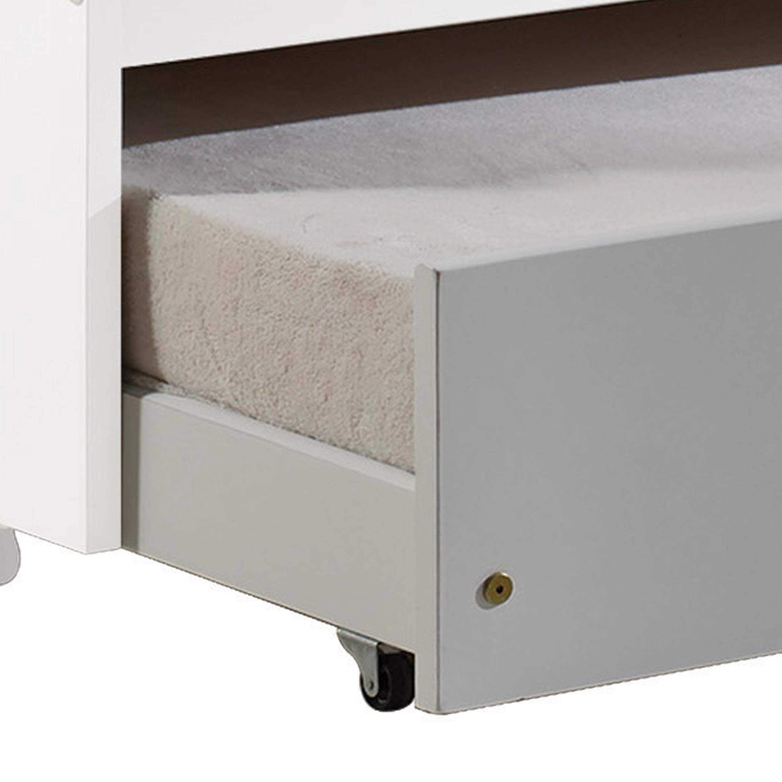 Benjara Mission Style Wooden Twin Size Daybed with Trundle and Caster Wheels in White - Perfect for Guest Rooms, Kids' Bedrooms & Small Spaces
