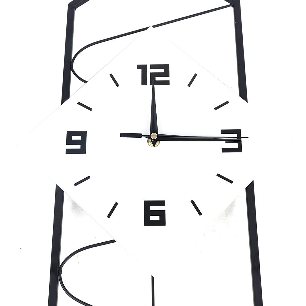 Modern Silent Pendulum Wall Clock - Metal & Solid Wood Decor for Living Room, Bedroom, Office - Black & White | Perfect for Home Decor, Office Spaces & Gift Giving