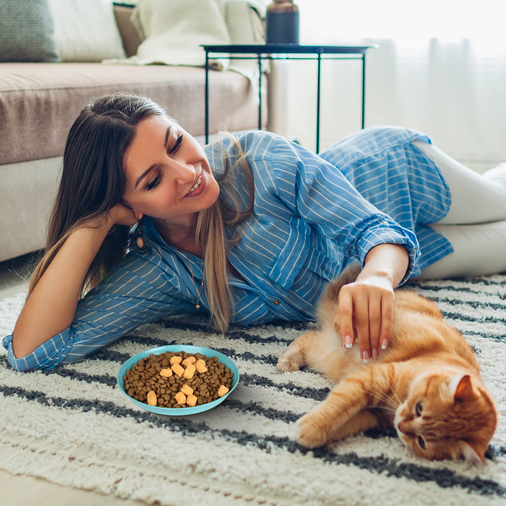 Eco-Friendly Cat Bowls for Food and Water - 6 Inch Whisker Fatigue Free Pet Dishes, Unbreakable Wheat Straw Cat Bowls Set of 8 - Perfect for Indoor/Outdoor Feeding, Travel & Multi-Cat Homes