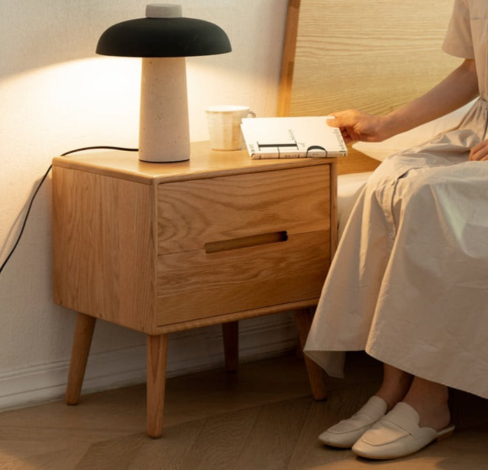 Solid Oak Wood Nightstand - Sturdy Bedside Table for Bedroom, Living Room, or Office - Perfect for Storage and Decor