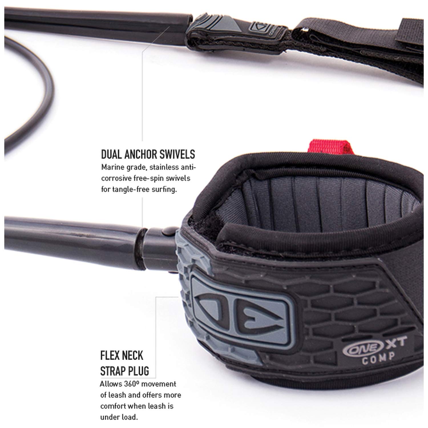 Ocean & Earth One XT Big Wave Surfboard Leash with Pin Release System - 6ft Black - Perfect for High-Performance Surfing and Big Wave Riding