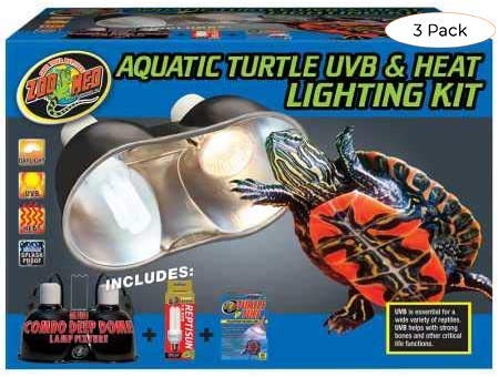 Zoo Med Aquatic Turtle UVB Heat Lighting Kit (3 Pack) - Essential Lighting for Healthy Turtle Tanks & Terrariums