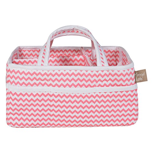 Stylish Coral Chevron Storage Caddy Organizer - Perfect for Bathroom, Office & Kids Room Organization