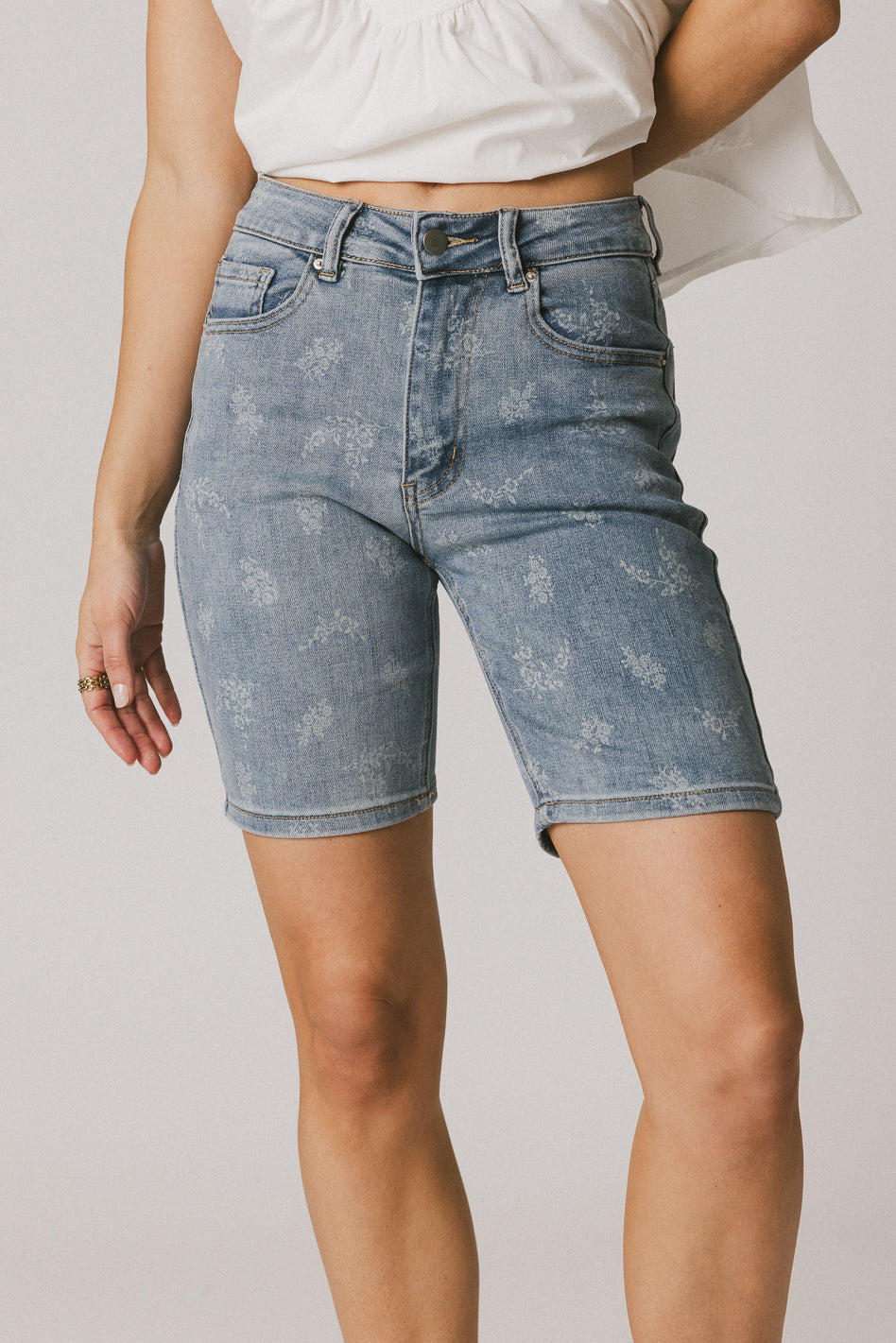 Alexsis Floral Denim Shorts for Women - High Waisted Summer Shorts with Pockets | Casual Outfit, Beach Wear, Street Style Fashion
