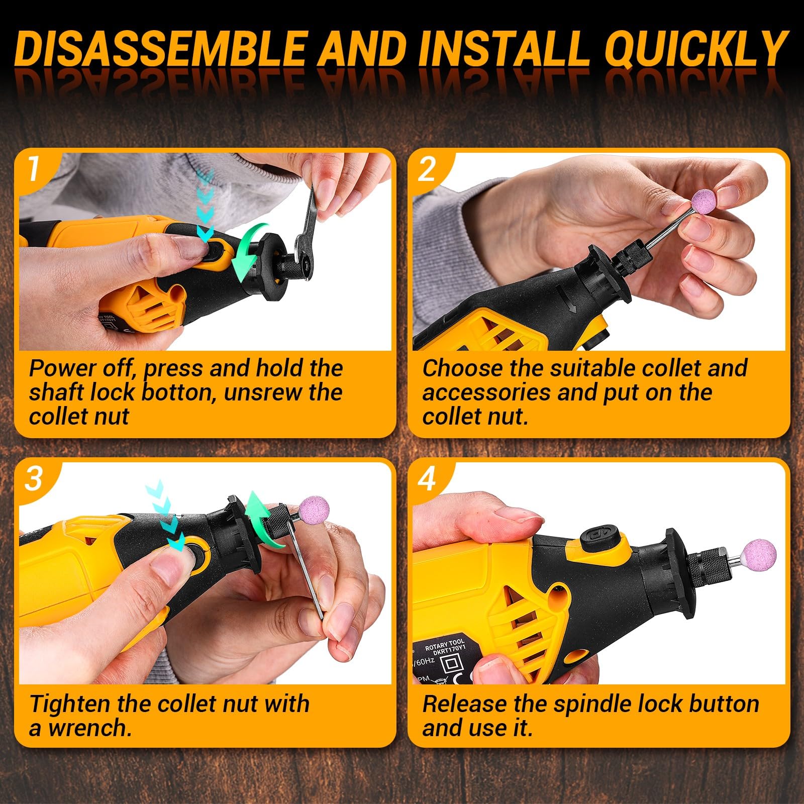 DEKOPRO 110V Electric Rotary Tool Kit with Flex Shaft - Multi-Purpose Power Tool for Woodworking, Metal Engraving, Carving, Cutting, Sanding & Polishing - Perfect for DIY Crafts, Jewelry Making & Home Repair Projects