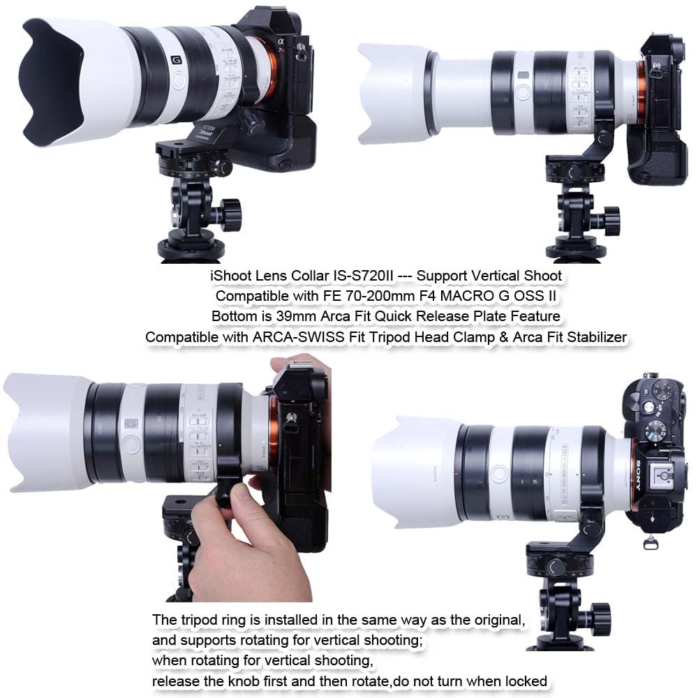 Sony FE 70-200mm F/4 Macro G OSS II Tripod Mount Ring Lens Collar - Arca-Swiss Compatible Quick Release Plate for Camera Stabilizers & Tripods - Perfect for Macro Photography, Wildlife Shooting & Video Stabilization