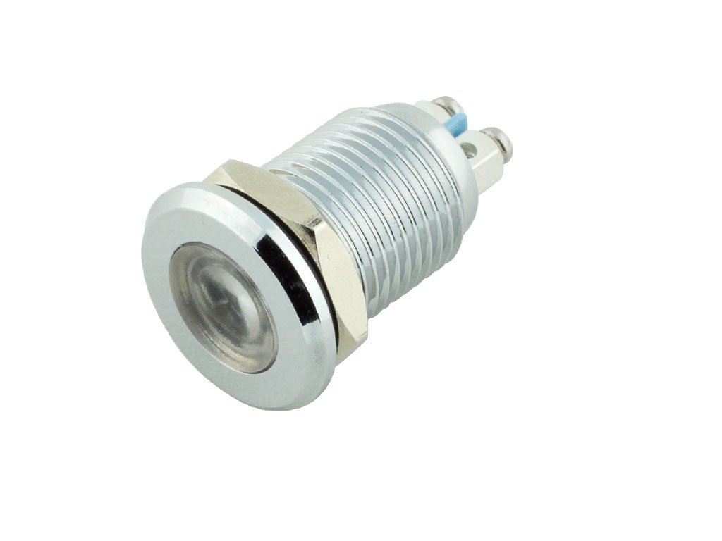 12mm White 12V LED Metal Indicator Pilot Custom Dash Light Lamp - Durable Automotive Dashboard Warning Light for Cars, Trucks, Boats & DIY Projects - Perfect for Interior/Exterior Vehicle Lighting & Signal Indicators