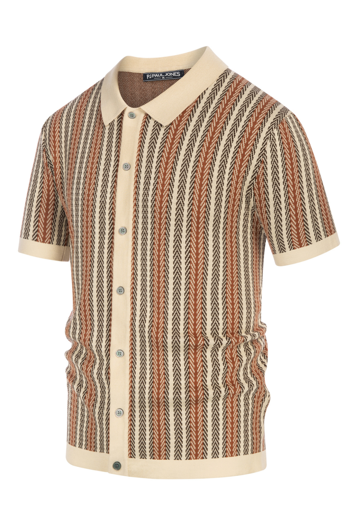 Vintage 70s Retro Men's Polo Shirts - Short Sleeve Knit Button Down Shirt with Striped Design - Perfect for Casual Wear, Office Outfits & Summer Fashion