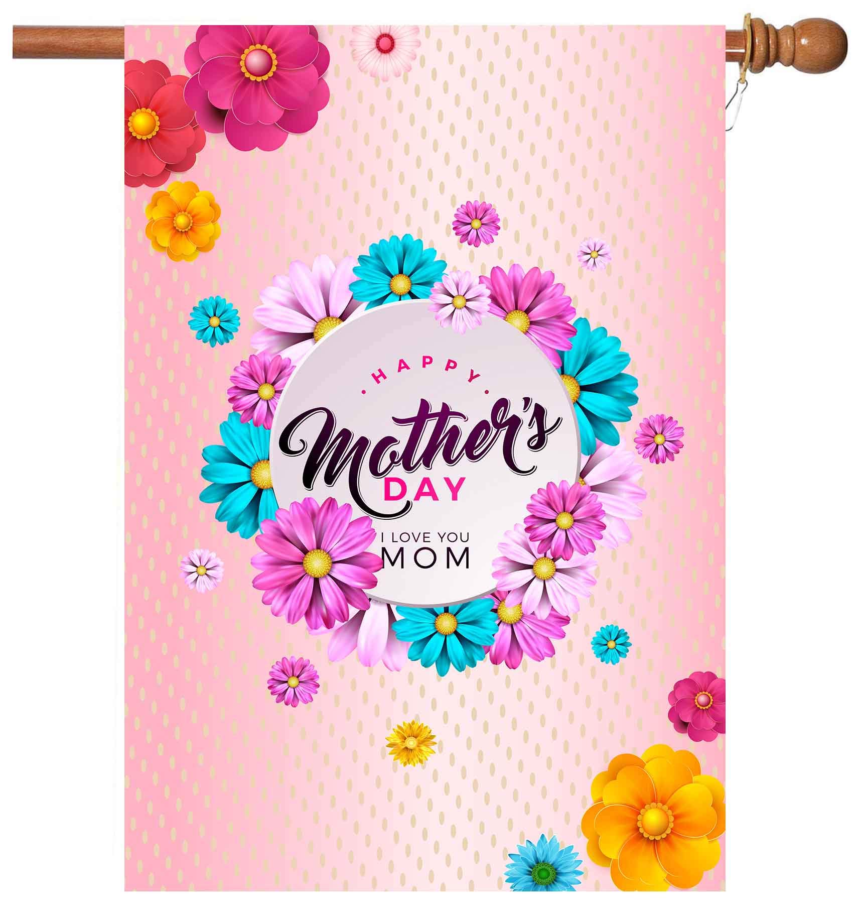 Happy Mother's Day Burlap Garden Flag - Double Sided Outdoor Decoration 28x40 Inch with 2 Grommets | Perfect for Yard, Porch & Spring Home Decor