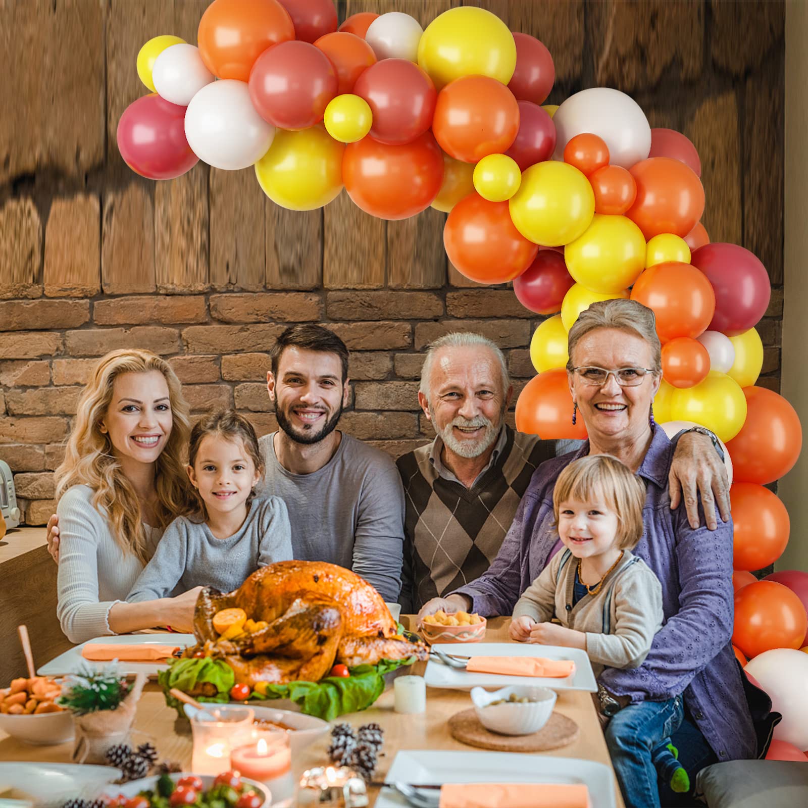 103PCS Thanksgiving Balloons Arch Garland Kit - Orange Yellow Burgundy Brown White Balloon Decor for Fall, Autumn Harvest, Birthday Party & Baby Shower | Perfect for Thanksgiving Decorations, Seasonal Celebrations & Home Decoration