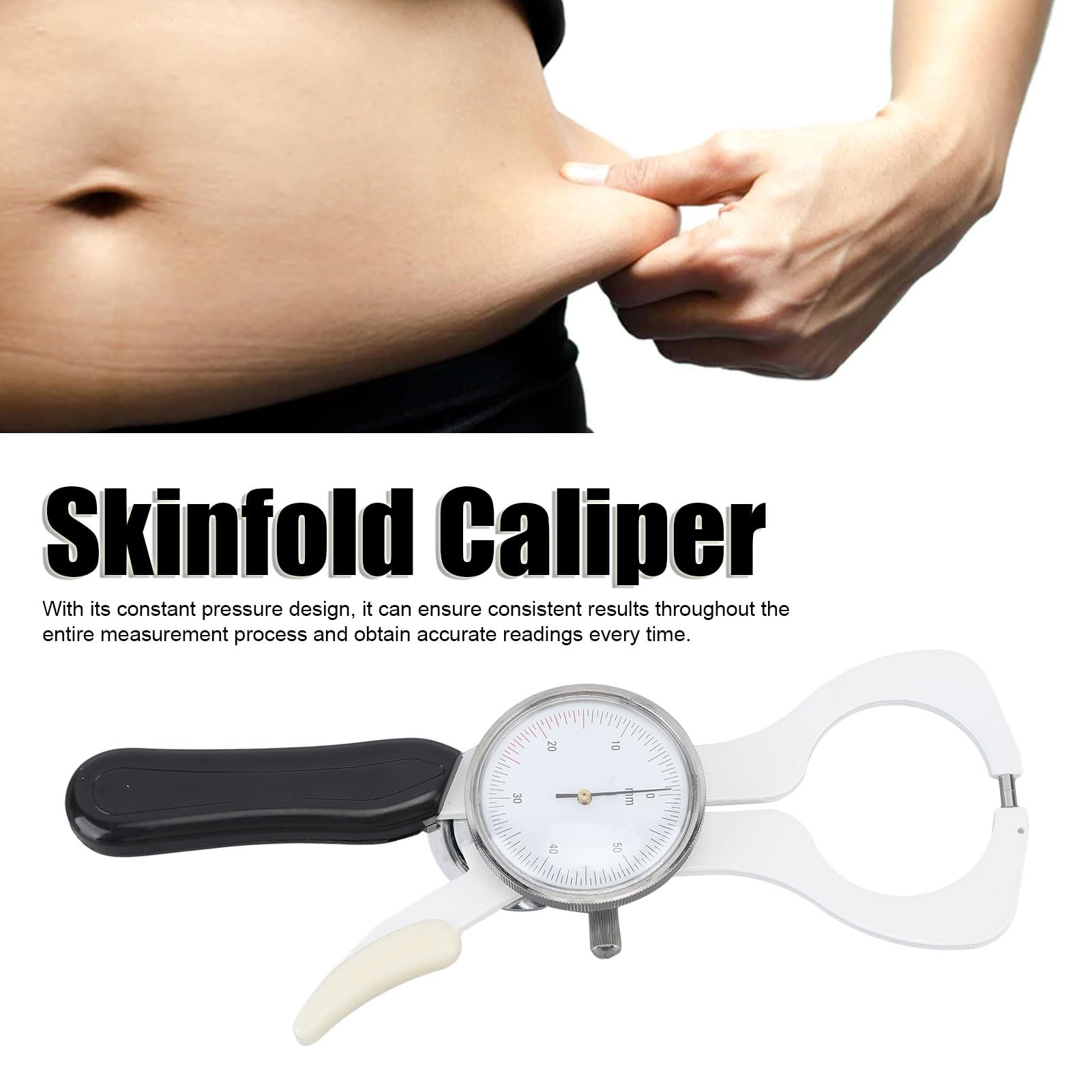 Professional Body Fat Caliper - Accurate Skinfold Measurement Tool for Fitness Tracking & Body Composition Analysis | Ideal for Personal Trainers, Athletes & Home Gym Use
