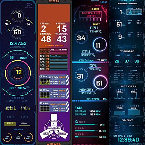 VBESTLIFE 8.8 Inch IPS Computer Data Monitor - 1920x480 Resolution, PC CPU RAM HDD Temperature Display, Sensor Panel Screen for Raspberry Pi - Perfect for PC Building, Gaming Rigs & Home Server Monitoring