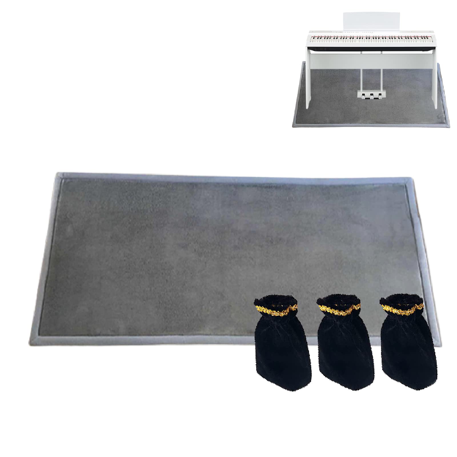 Premium Piano Pedal Pad Carpet - 160x70cm Soundproof Rug for Noise Reduction & 3-Pedal Cover - Ideal for Home Studios, Practice Rooms & Apartment Living