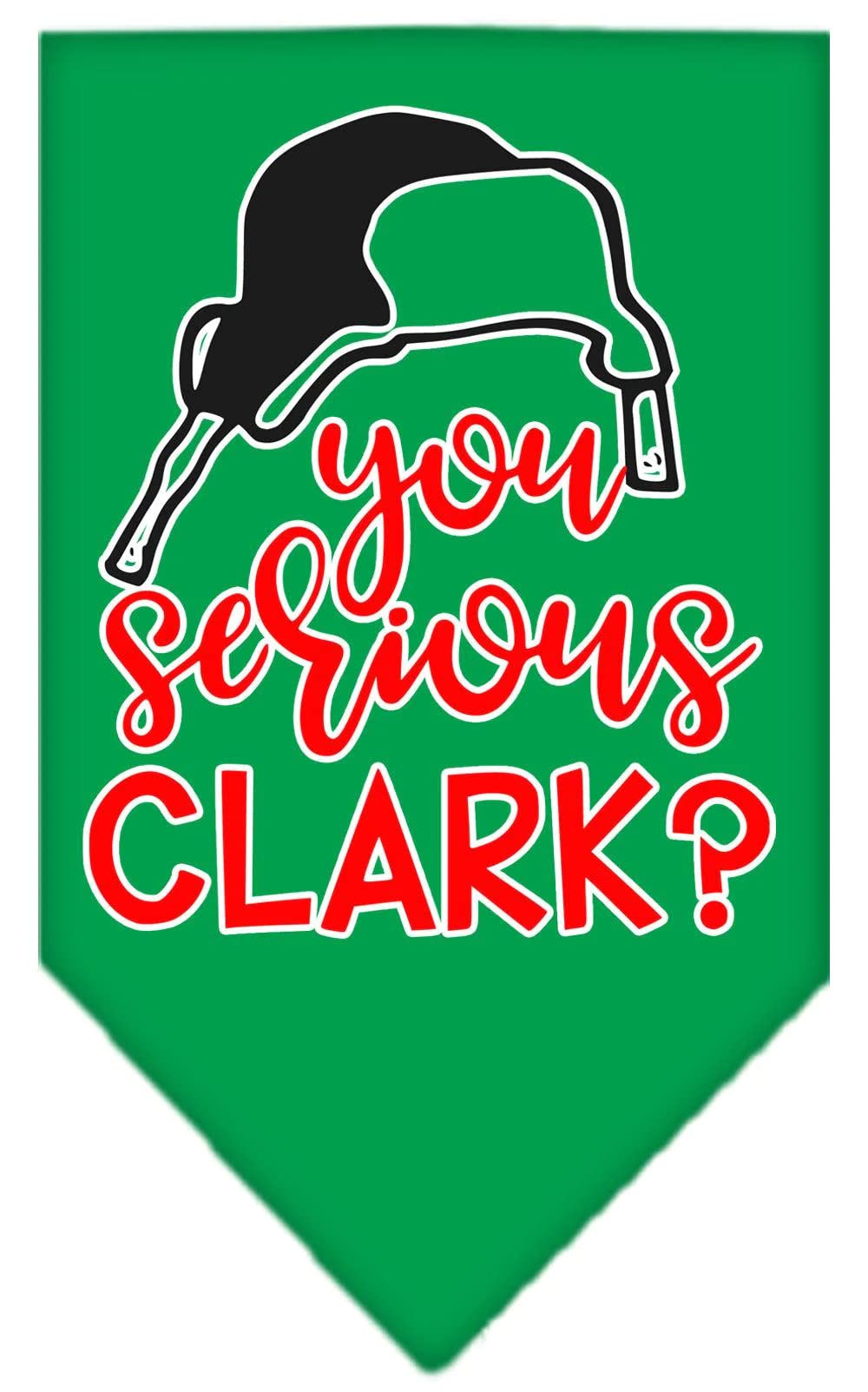 Christmas Pet Bandana for Dogs - 'You Serious Clark?' Screen Printed Light Pink Small - Perfect for Holiday Parties & Festive Pet Photos
