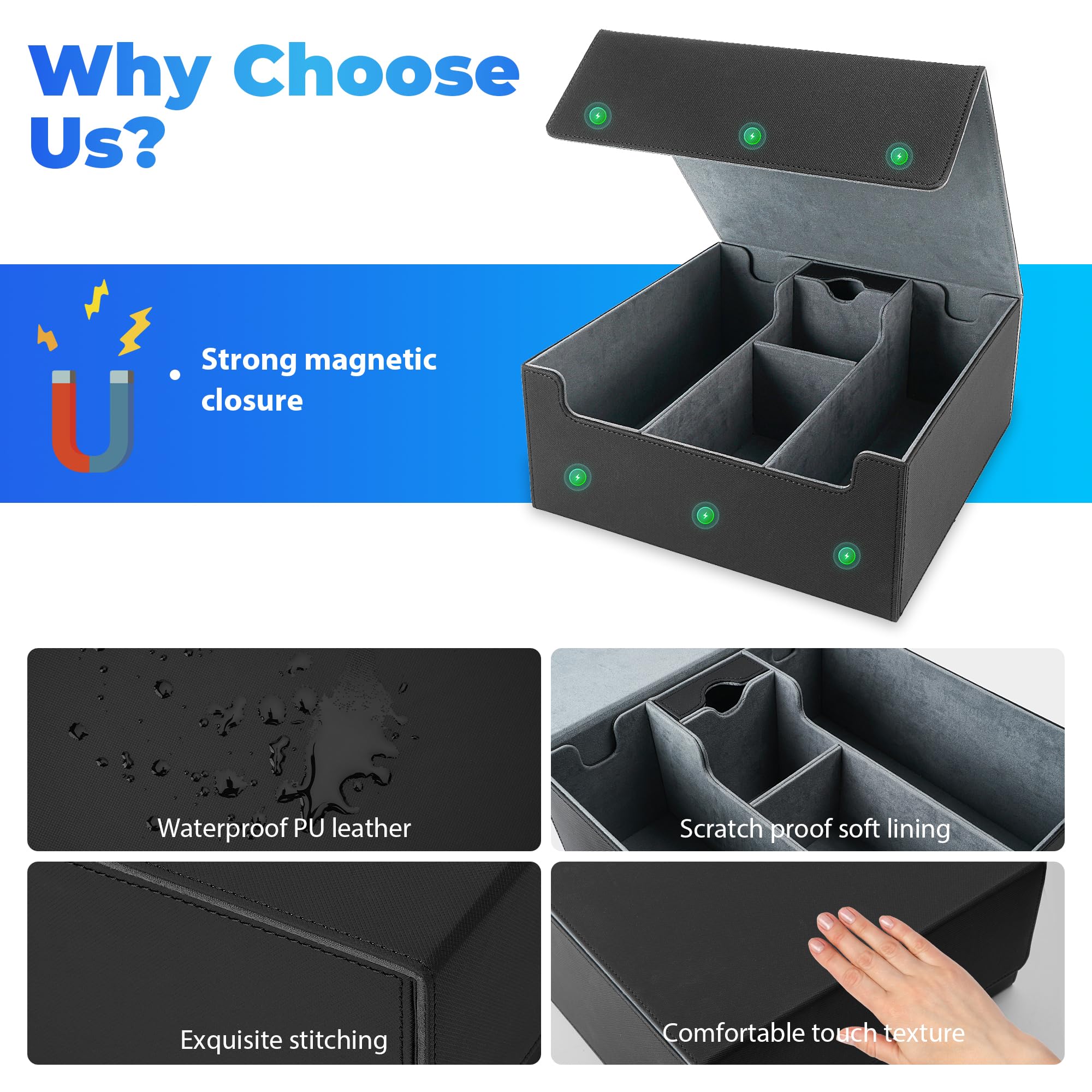 Premium Card Deck Case for Trading Cards - Holds 2300+ MTG Cards, 7 Commander Decks | Durable Storage Box for Toploaders, YuGiOh, Sports & Magic Game Cards | Perfect for Collectors, Tournaments & Game Nights