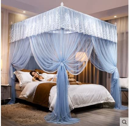 SHIJIE1701AA Bed Canopy with 3 Side Openings - No Bracket Needed, 1.8m (6 Feet) Netting Bed Curtain for Post Beds - Elegant Home Decor for Romantic Bedrooms & Boho Chic Styling