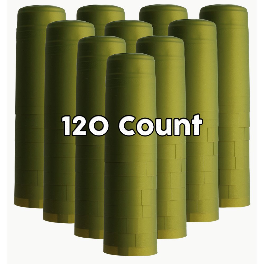 120 Count PVC Heat Shrink Capsules with Tear Tabs for Wine Bottles - Metallic Lime Green | Perfect for Home Brewing, Wine Making & Bottle Sealing
