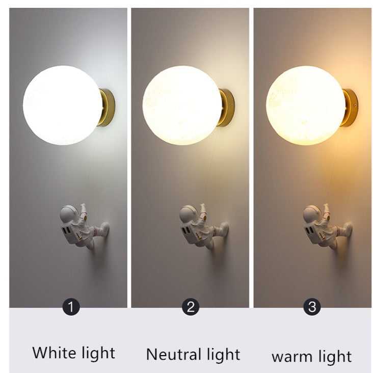 NASA Astronaut on Moon Wall Lamp - LED Night Light for Kids Room, Bedroom & Nursery - Space-Themed Decor for Boys & Girls