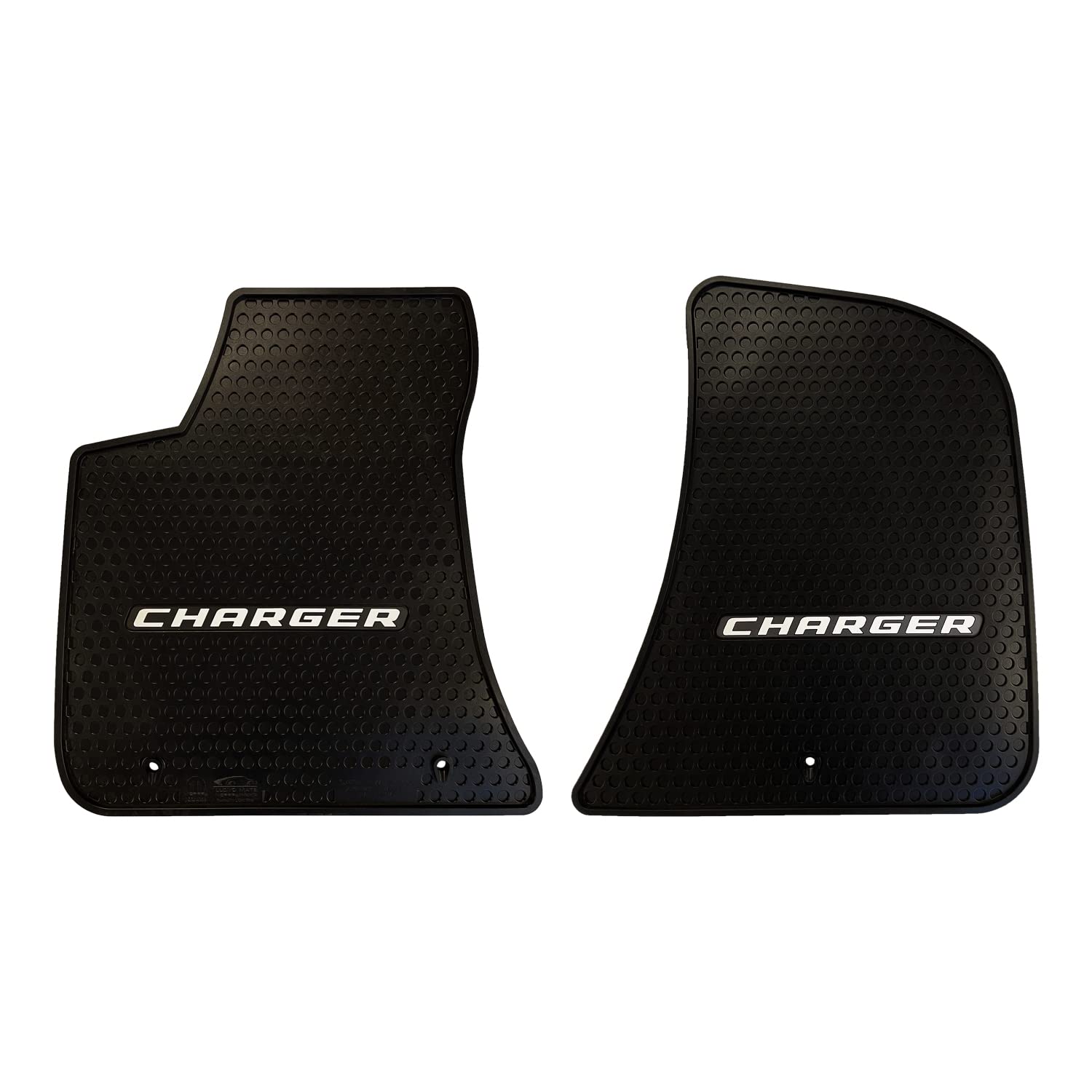 Lloyd Mats Custom-Fit All-Weather Rubber Floor Mats for Dodge Charger RWD 2011-2023 - Silver Charger Word (2PC - Front, Black) | Durable Car Floor Protection for Winter, Rain & Mud | Perfect for Daily Commute & Road Trips