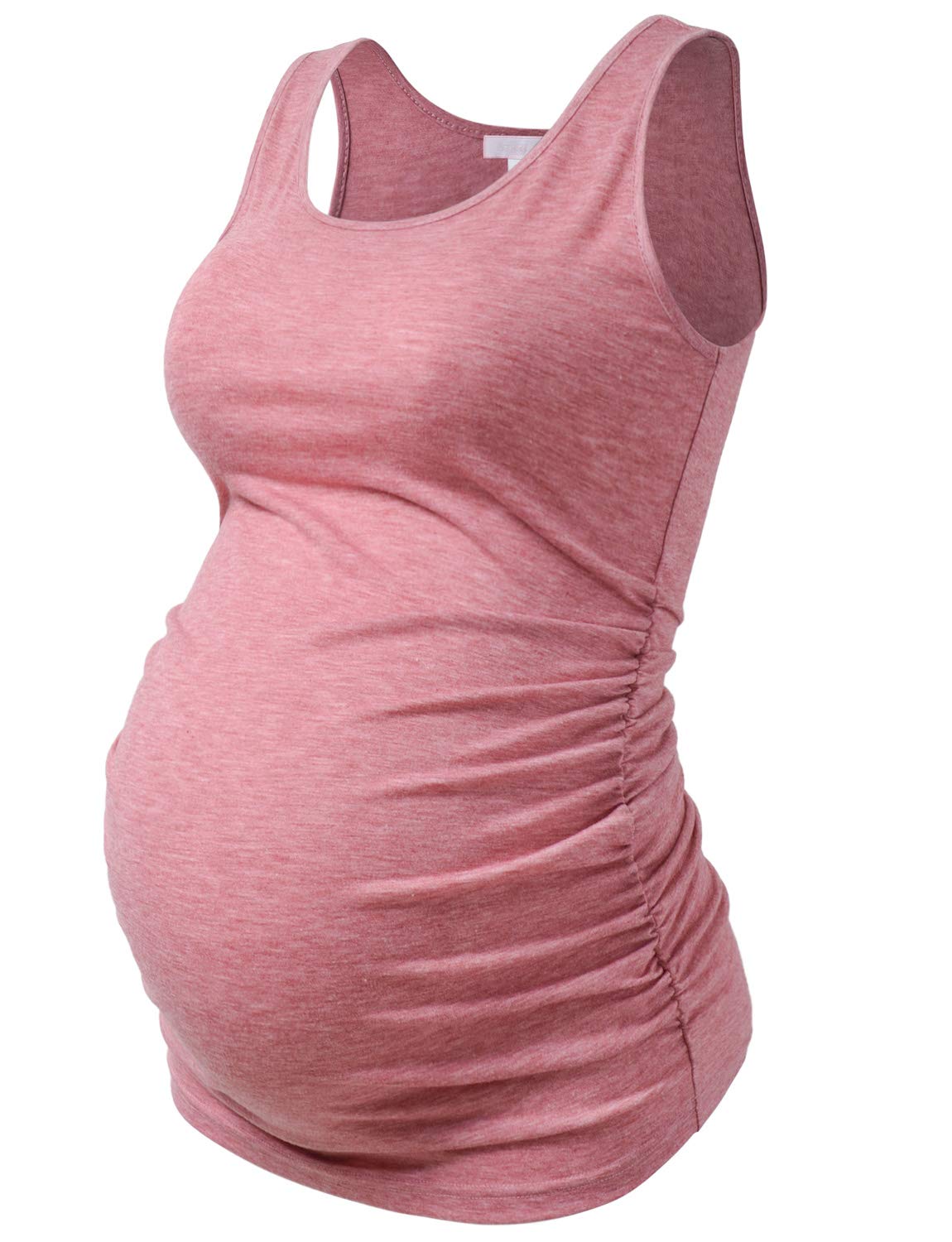 Maternity Tank Tops for Women - Ruched Sleeveless Basic Pregnancy Shirts & Nursing Tops | Comfortable Maternity Tees for Everyday Wear, Work & Breastfeeding