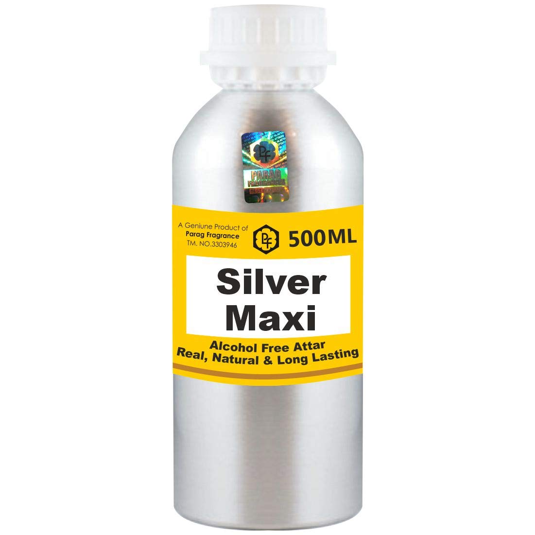 Premium Parag Fragrances Silver Maxi Attar 500ml - Alcohol-Free Long Lasting Perfume Oil for Men & Women | Luxury Scent for Daily Wear, Special Occasions & Religious Ceremonies | Wholesale Perfume Oil Pack | Best Itra & Fragrance Oil