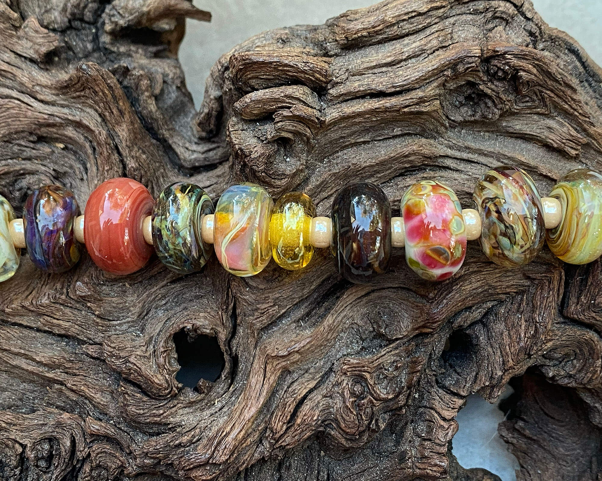 23pcs Brown Lampwork Beads Mix - Handmade Glass Beads for Jewelry Making, DIY Crafts, Bracelets & Necklaces - Perfect for Bohemian Style Accessories and Home Decor Projects