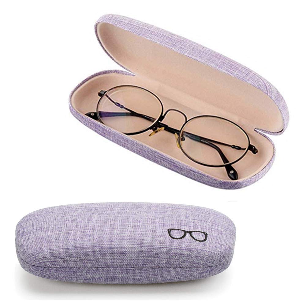 3-Piece Hard Shell Eyeglasses Case Set - Retro Style Portable Glasses Storage with Linen Fabric, Includes Glasses Pouch & Cleaning Cloth - Perfect for Women, Men & Kids - Ideal for Travel, Work & Daily Protection
