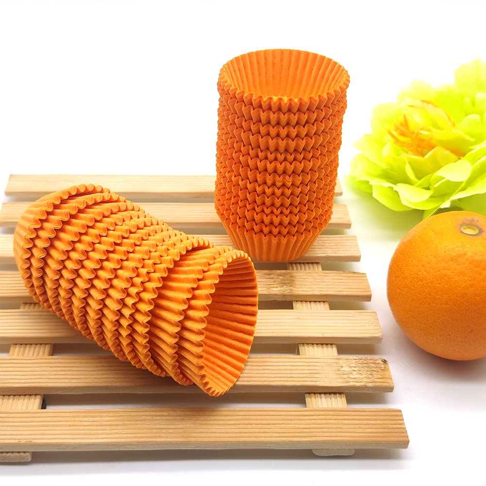 Orange Mini Cupcake Liners - 500 Count Natural Greaseproof Paper Muffin Baking Cups for Parties, Weddings & Home Baking | Eco-Friendly & Non-Stick