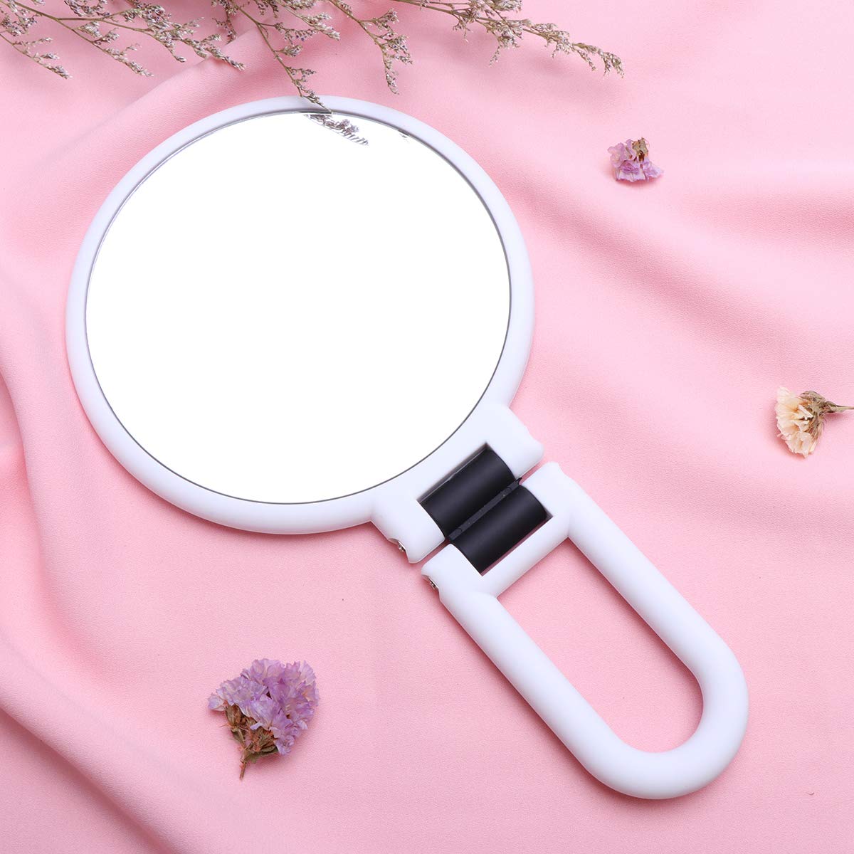 10x Magnifying Round Mirror with Stand - Adjustable Makeup Mirror for Shaving, Eyebrow Plucking & Detailed Makeup | Bathroom Vanity Mirror with LED Lights (White) - Perfect for Home, Salon & Travel Use