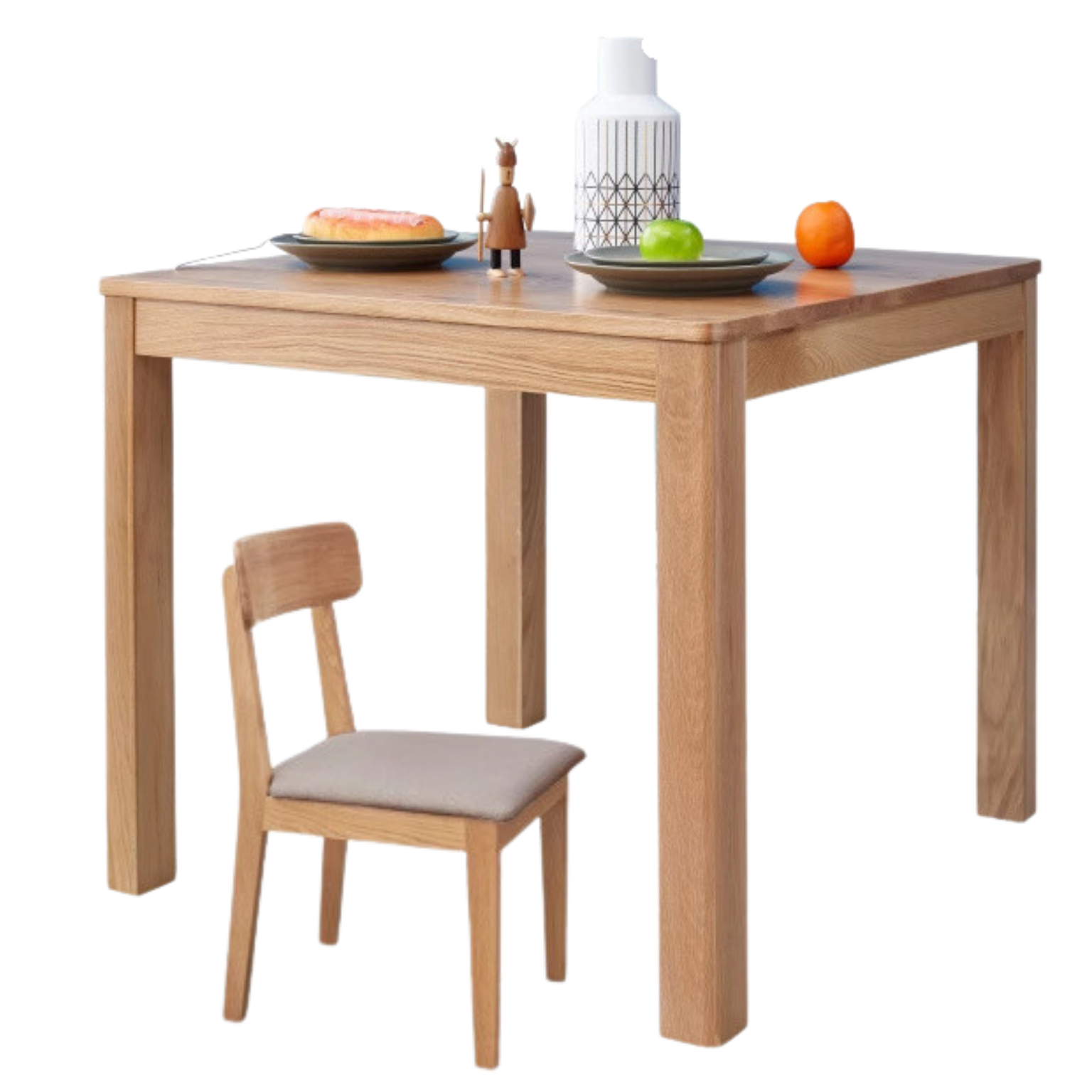 Solid Oak Wood Square Dining Table - Rustic Farmhouse Style for Kitchen, Dining Room & Small Spaces | Durable & Stylish Home Furniture