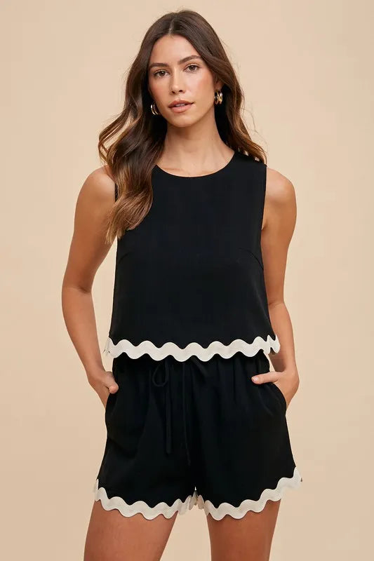 Stylish Black Lace Top and Shorts Set for Women - Trendy Summer Outfit for Beach, Party & Casual Wear