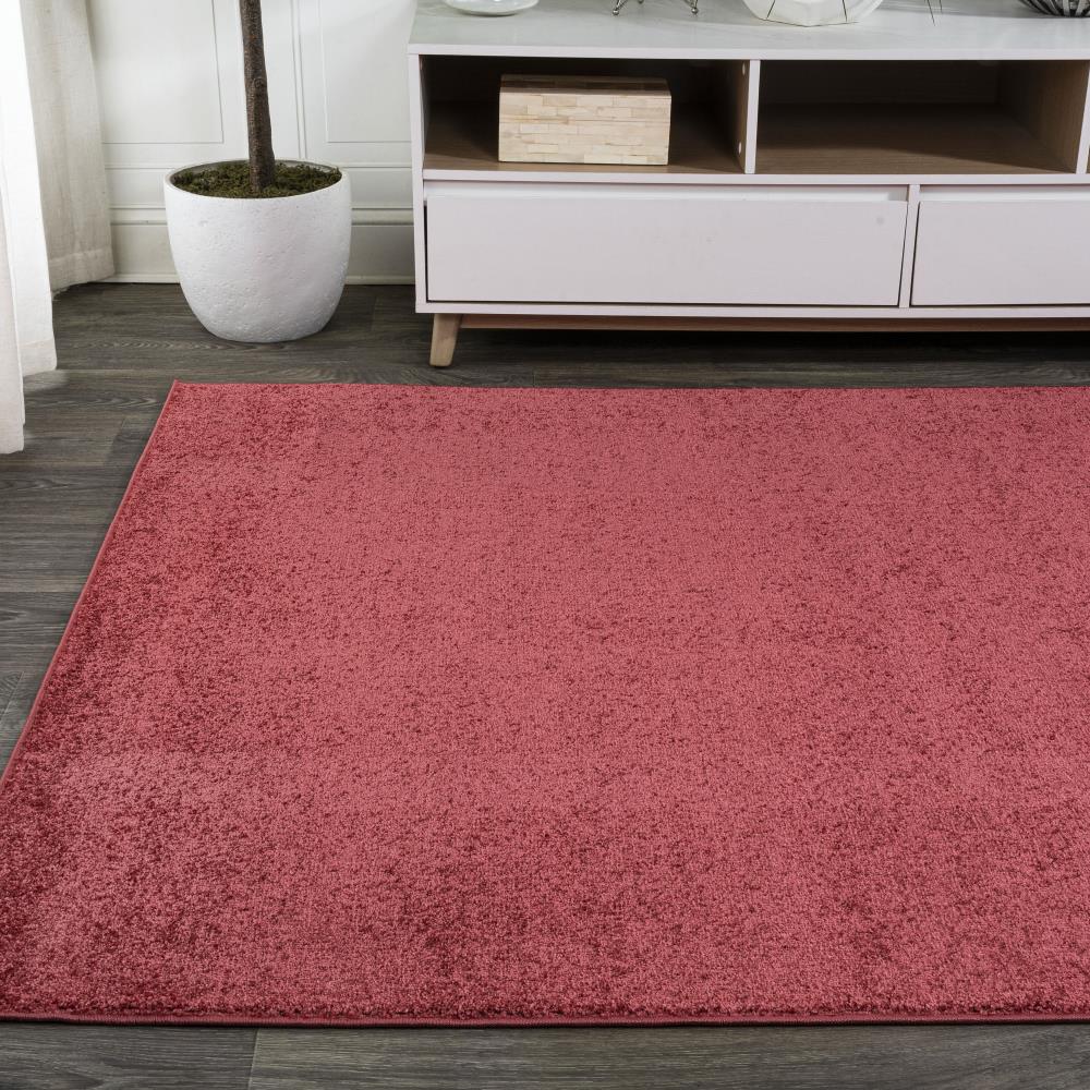 Soft Haze Solid Low Pile Area Rug - Red Modern Carpet for Living Room, Bedroom & Home Decor