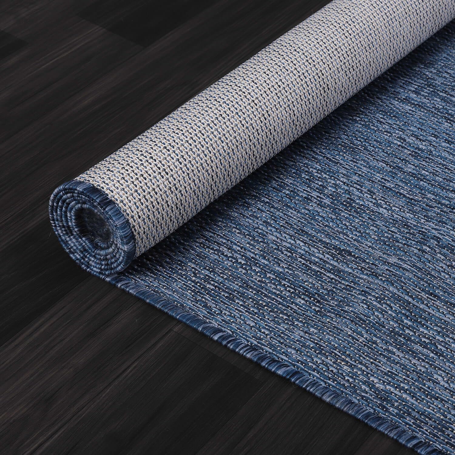 Beverly Indoor Outdoor Rug 6x9 - Washable Water Resistant Modern Area Rug for Patio, Deck, Porch - Solid Azure Blue | Perfect for Backyard, Poolside & Sunroom Decor