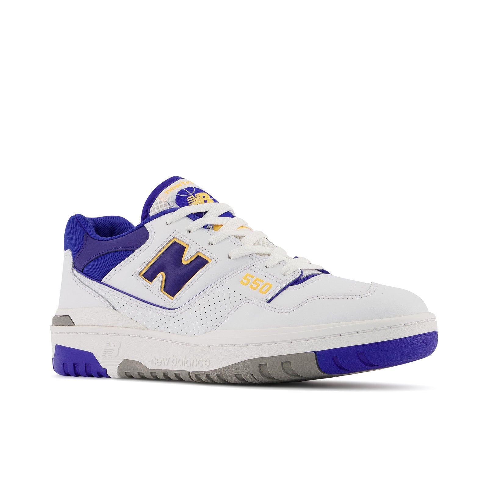 New Balance Men's 550 Basketball Shoes - White/Purple/Gold Colorway - Retro Style for Streetwear & Casual Outfits