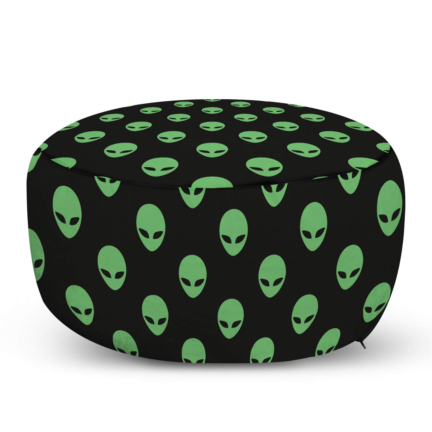 Ambesonne Alien Ottoman Pouf - Soft Foot Rest with Removable Cover, Fern Green & Black - Sci-Fi Home Decor for Living Room & Bedroom - Perfect for Relaxing, Gaming or Movie Nights