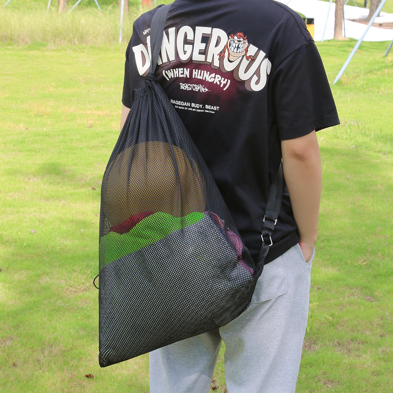 2 Pack Large Mesh Drawstring Backpacks - 18