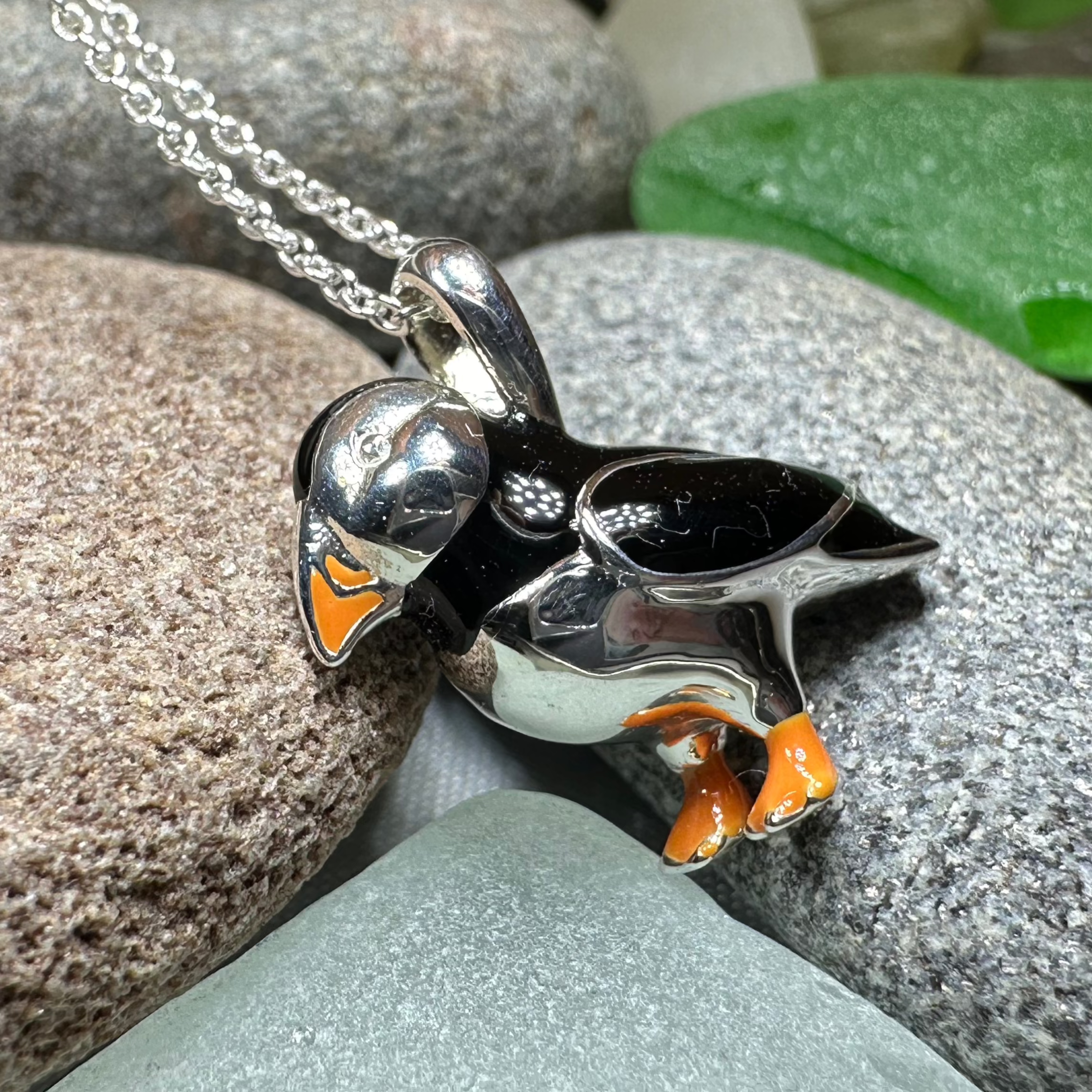 Handmade Enamel Puffin Pendant Necklace - Cute Bird Jewelry Gift for Women - Perfect for Casual Wear, Date Nights & Nature Lovers